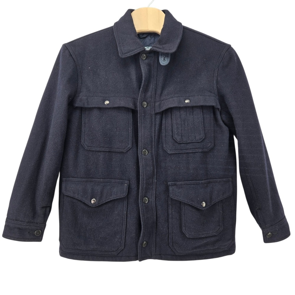 VTG Polo Ralph Lauren Hunting Field Jacket Wool Lined Mens XL Blue Madison RARE